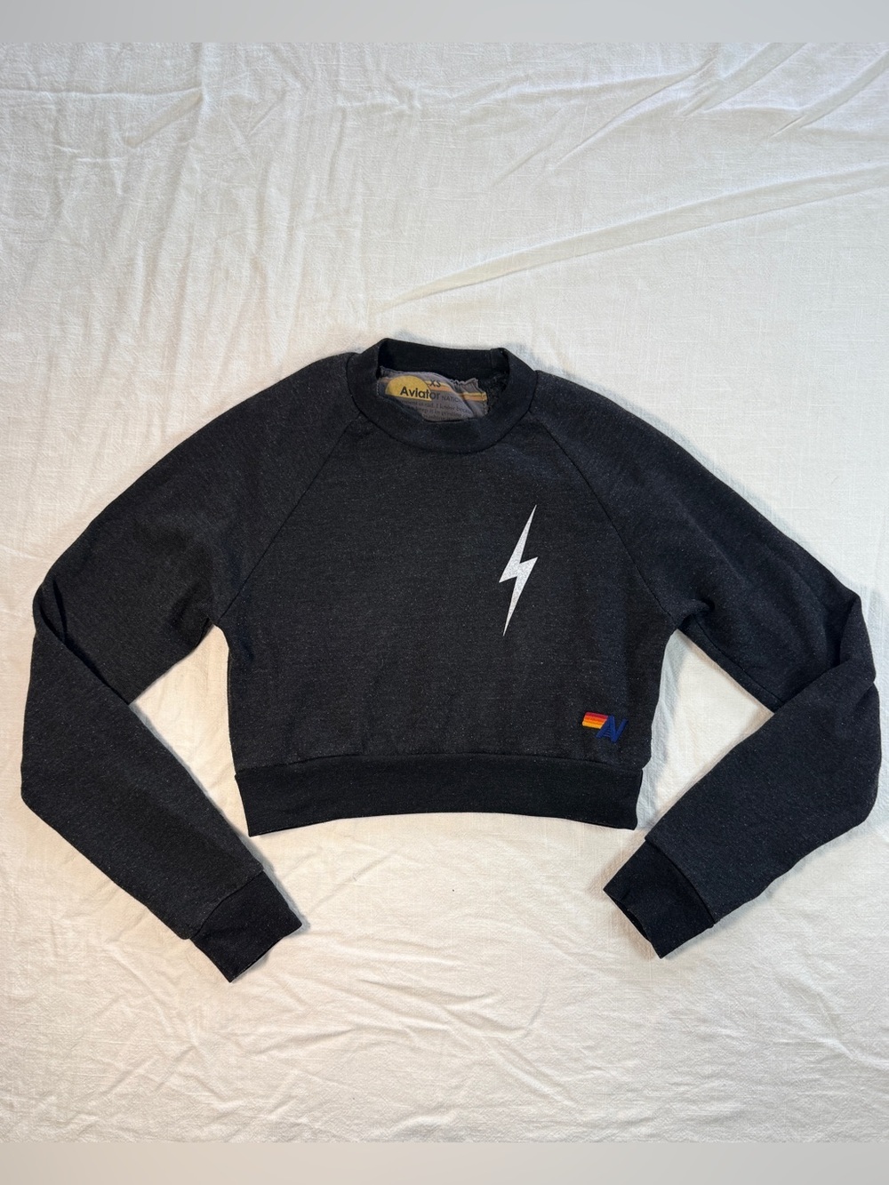 Aviator Nation BOLT 2 Cropped Charcoal Sweatshirt - XS